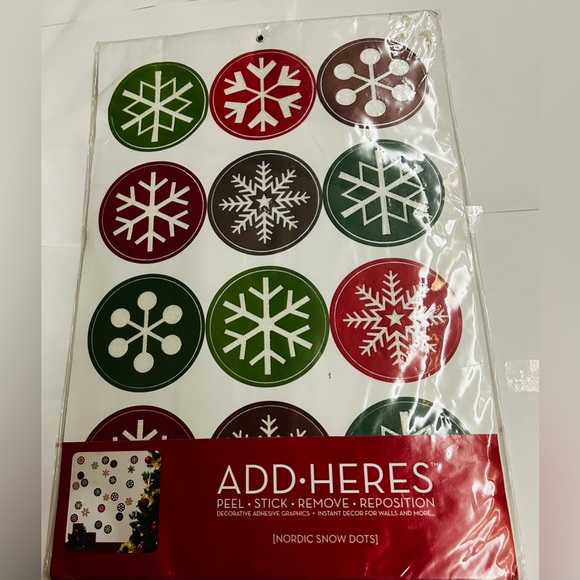 New in Package ADD-HERES Nordic Snow Dots Red Green Brown 2 Sheets of 12 - Picture 11 of 11